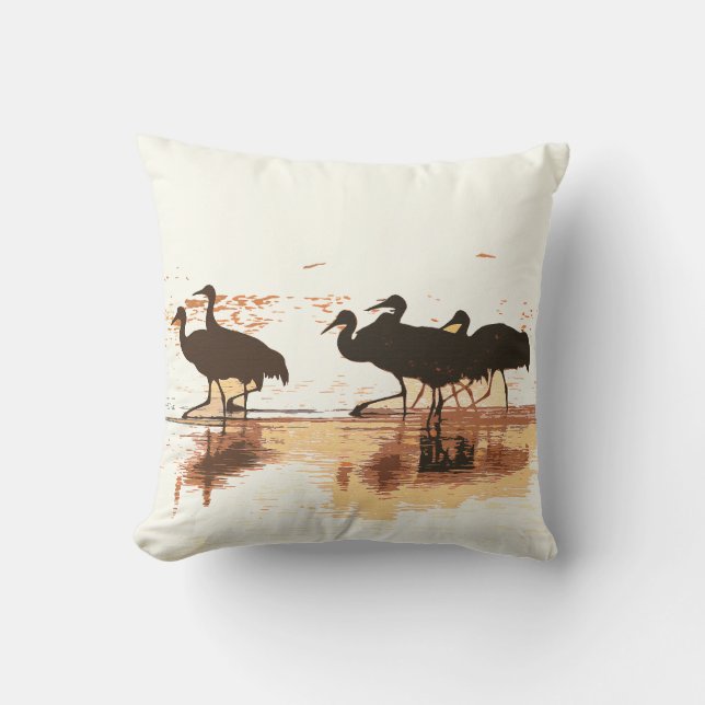Coussin d'animaux de faune d'oiseaux de grues de (Recto)