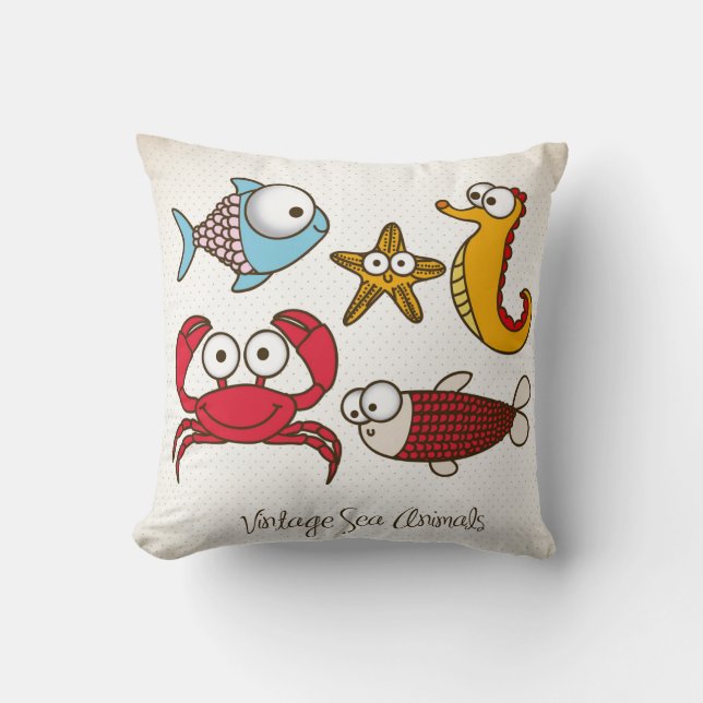 Coussin d'animaux de mer vintages (Recto)