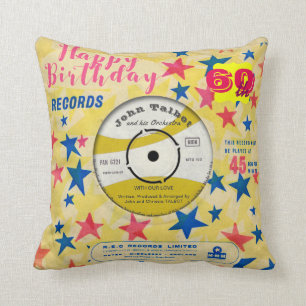 Coussin d'anniversaire Retro Vinyl Record personna