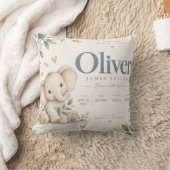 Coussin d'annonce de naissance de bébé éléphant Ol (Couverture)
