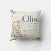 Coussin d'annonce de naissance de bébé éléphant Ol (Verso)