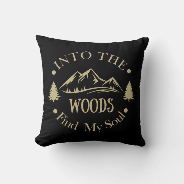 Coussin Dans les Bois Cadeau de Randonnée Randonneur (Recto)