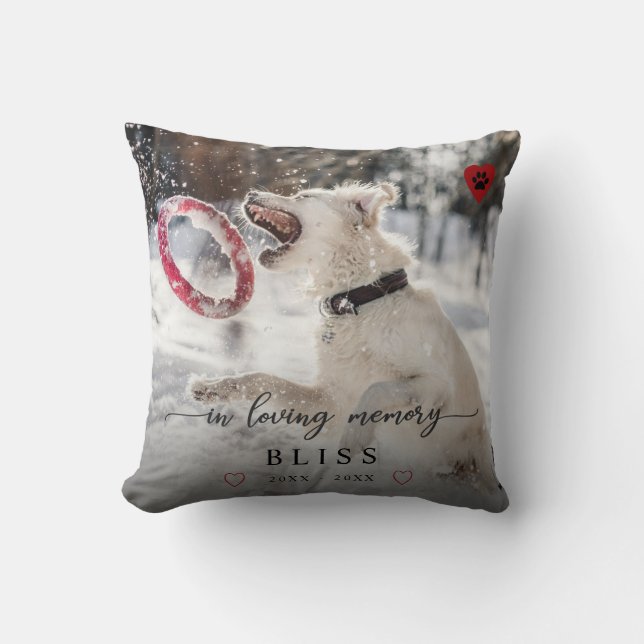 Coussin Dans Loving Memory Pet Photo Paw Print Monogram (Recto)