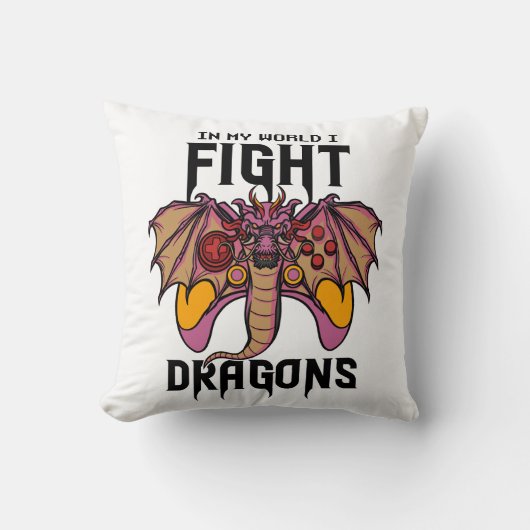 Coussin Dans Mon Monde, Je Lutte Contre Les Dragons (Recto)