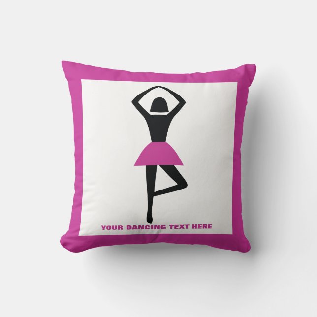 Coussin Danse ballerine noir, couleur rose chaud (Recto)