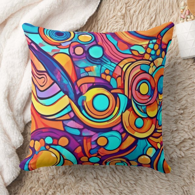 Coussin Danse colorée Joyeuse Chaotique (Couverture)