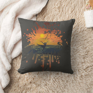 Coussin Danse dans la lueur du coucher de soleil œuv