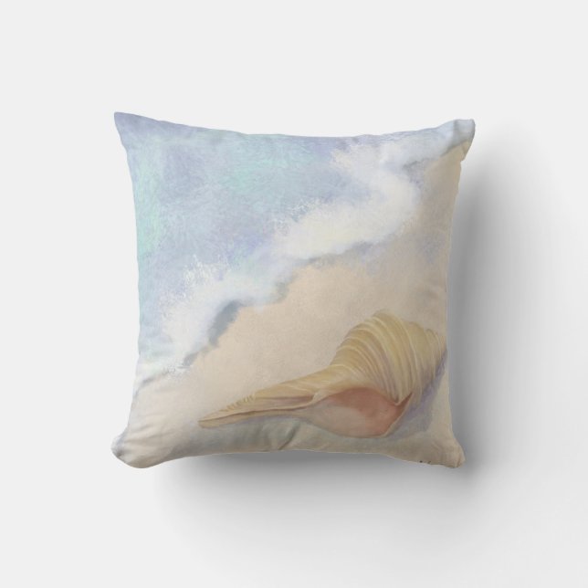 Coussin Danse de la mer Trumpet Shell Beach Ocean Sand (Recto)