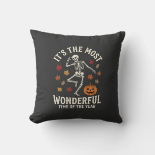 Coussin Danse de squelette de Halloween Citrouille Automne
