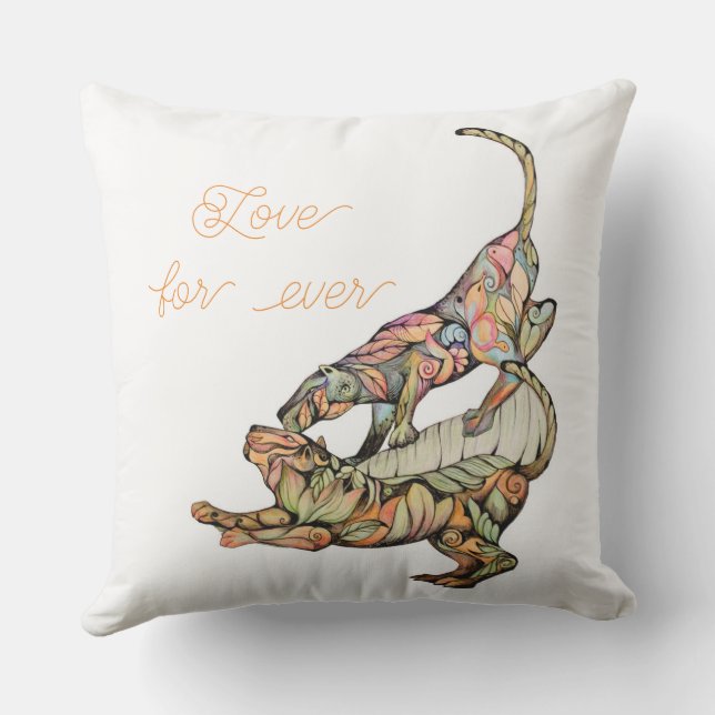 Coussin Danse des tigres Amour pour toujours Jeter l'oreil (Verso)