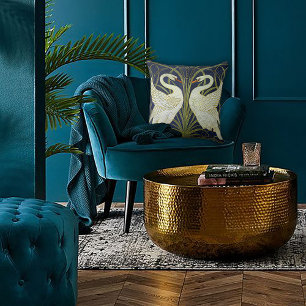 Coussin Danse élégante de cygnes Art nouveau