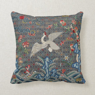 Coussin Danse Orientale Chinoise Qing Grue Et Bateaux