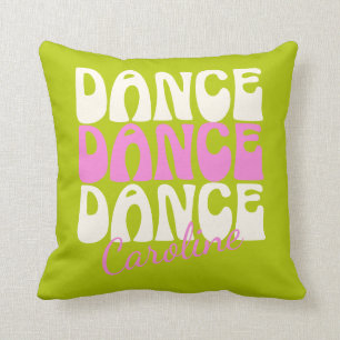 Coussin Danse Retro Typographie rose et vert Personnalisé