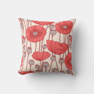 Coussin Danse sur le terrain du pavot : Rhapsody florale s