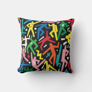 Coussin Danser des gens, doodle set motif.