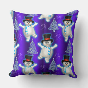 Coussin Danser Snowman Christmas Blue