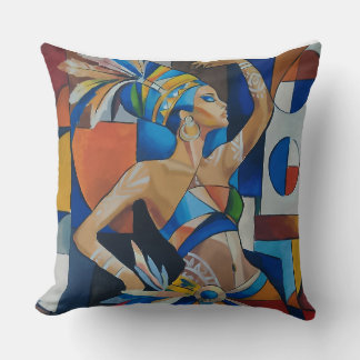 Coussin Danseur Africain Vibrant Cubiste Géométrique Moder