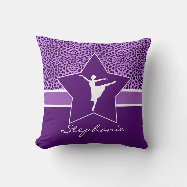 Coussin Danseur dans la copie pourpre de guépard avec le (Recto)