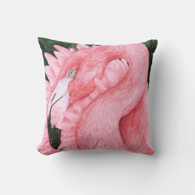 Coussin Danseur de ventilateur - Flamant rose rose (Recto)