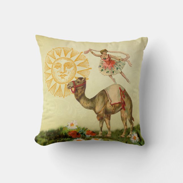 Coussin Danseur vintage sur un chameau (Recto)