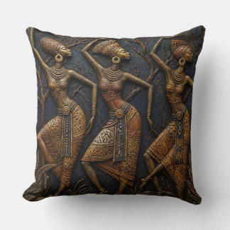 Coussin Danseurs Africains Traditionnels Sculptés - Tribal