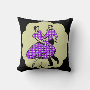 Coussin Danseurs Carrés De Danse De Pays En Violet
