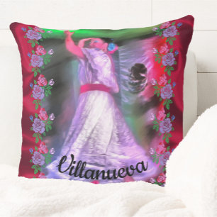 Coussin Danseuse mexicaine et Rose 0175