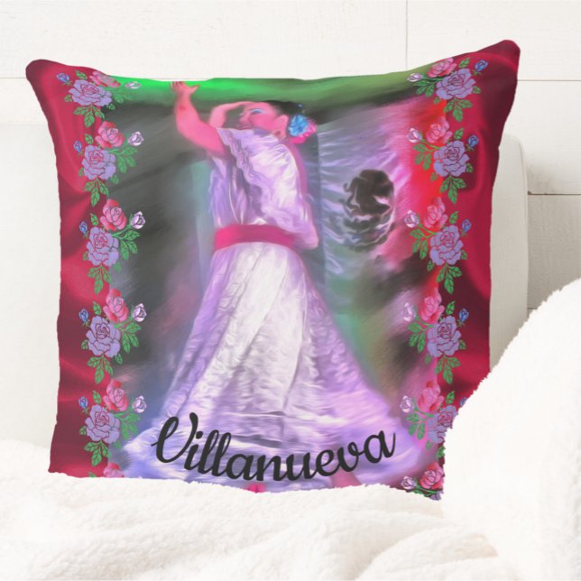 Coussin Danseuse mexicaine et Rose 0175 (Créateur téléchargé)