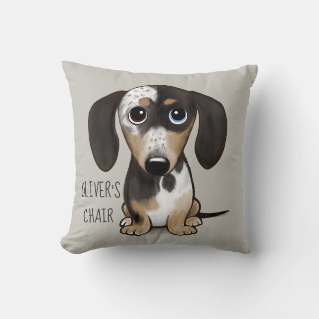 Coussin Dapple Dachshund mignon chien personnalisé (Recto)