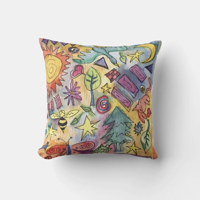 Coussin d'aquarelle CRAZY ART (Recto)