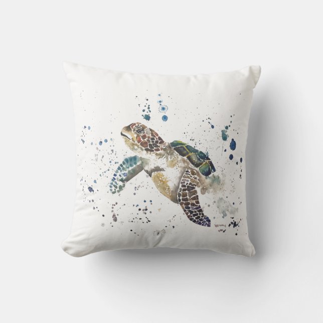 Coussin d'aquarelle de tortue (Recto)