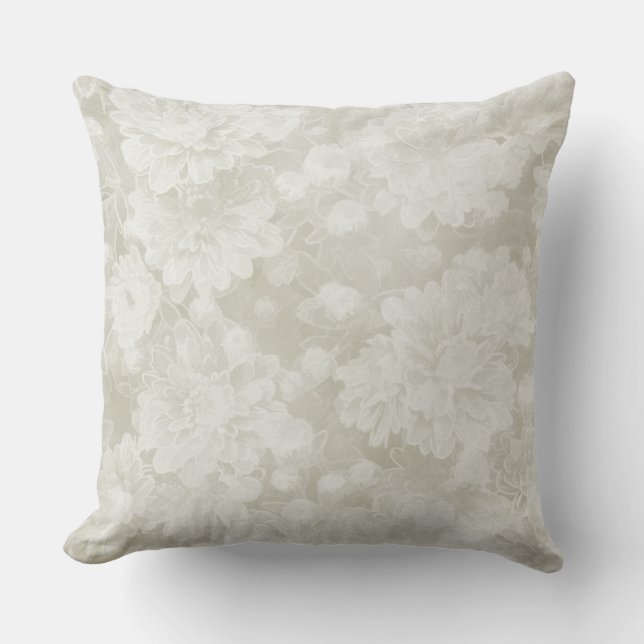 Coussin d'aquarelle florale d'Olive/Pêche (Recto)