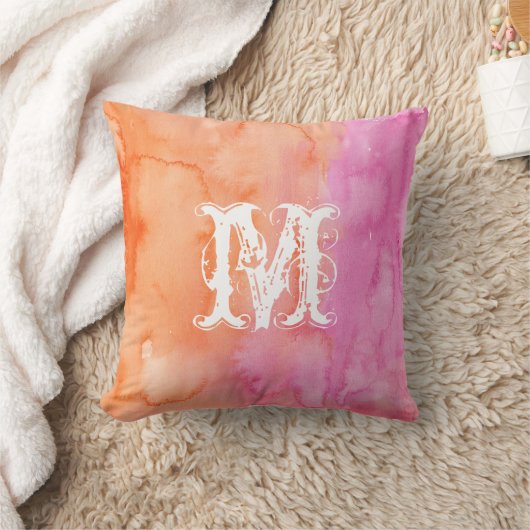 Coussin d'aquarelle initial rose monogramme (Couverture)