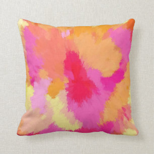 Coussin d'aquarelle rose, orange et jaune