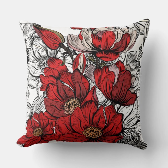 Coussin d'aquarelle rouge/noir (Recto)