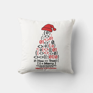 Coussin d'arbre de Noël codant - Cadeau romantique
