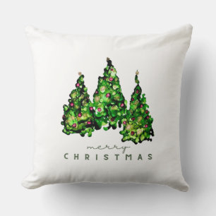 Coussin d'arbre de Noël en encre alcoolique