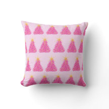 Coussin d'arbre de Noël rose