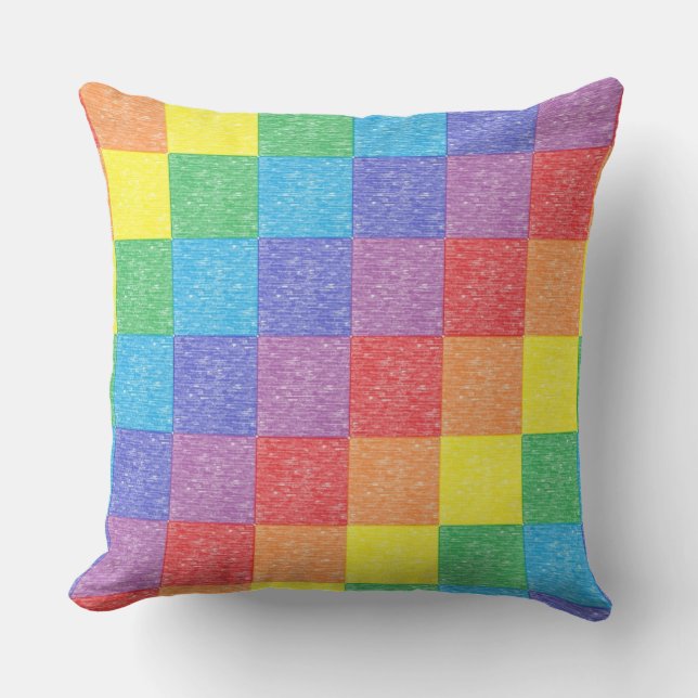 Coussin d'arc-en-ciel de patchwork (Recto)