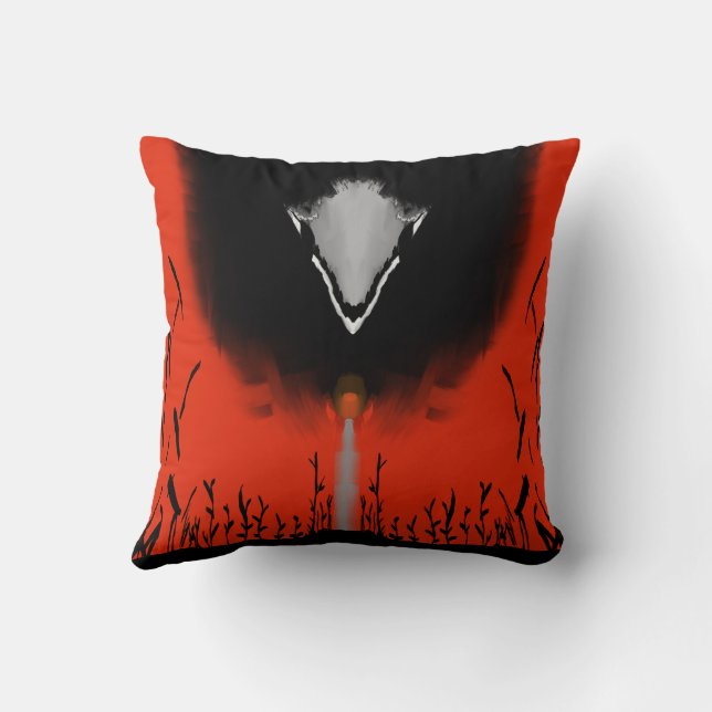 Coussin Dark Anime Fantasy Crow and Demon Art (Verso)