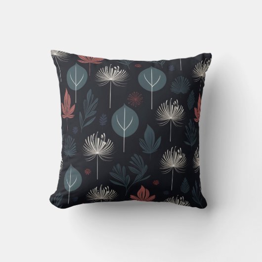 Coussin Dark Botanical Seamless Pattern Abstract Leaf Pill (Recto)