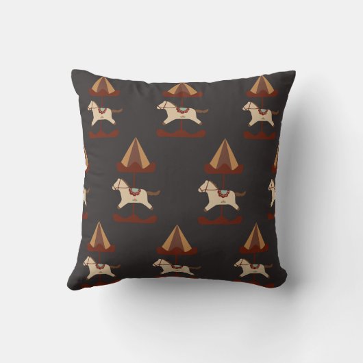 Coussin Dark Carousel Horse Pattern Throw Pillow (Verso)