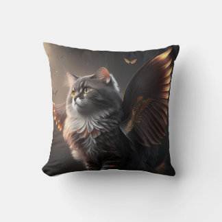 Coussin dark cat with wings / chat noir avec ailes