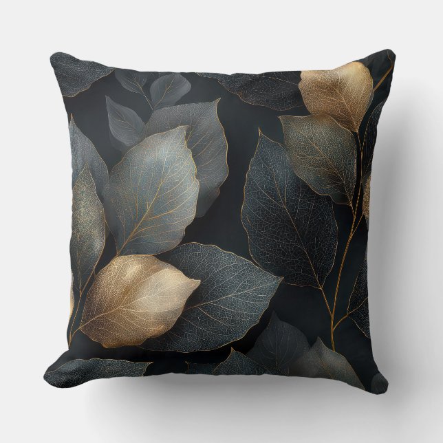 Coussin Dark Gold Botanical Throw Pillow (Recto)