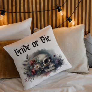 Coussin Dark Moody Gothic Bride ou Die Fête des mariées