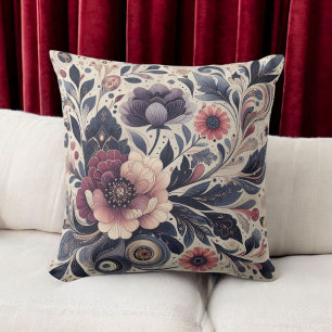 Coussin Dark Romance Boho Aquarelle Florale Printemps été