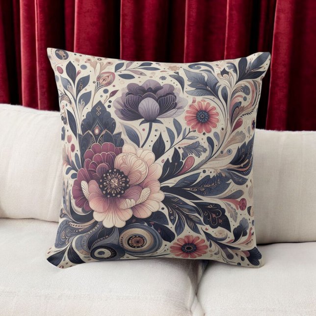 Coussin Dark Romance Boho Aquarelle Florale Printemps été (Créateur téléchargé)