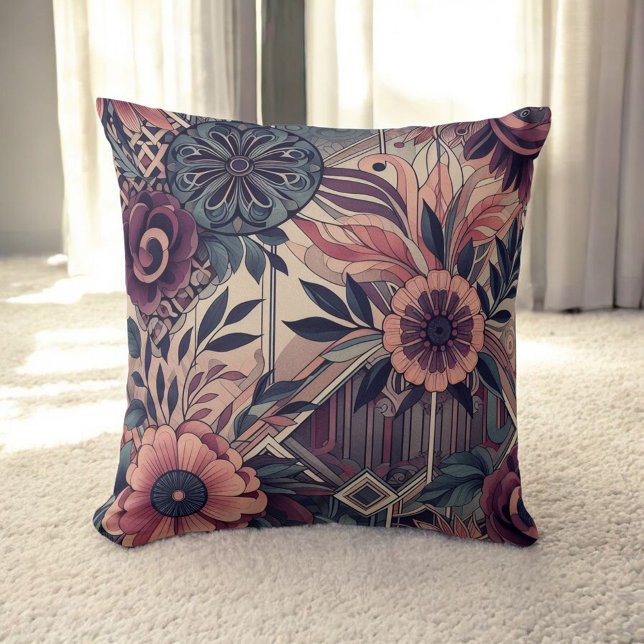 Coussin Dark Romance Boho Aquarelle Florale Printemps été (Créateur téléchargé)