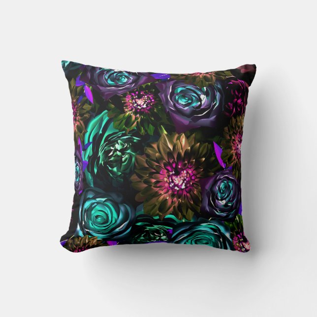 Coussin Dark Wonderland Gras Glamor Floral Fleurs (Recto)