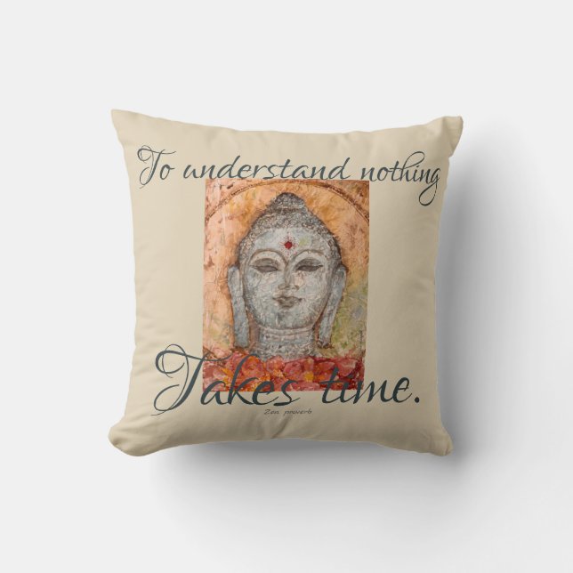 Coussin d'art d'aquarelle de Bouddha de proverbe (Recto)